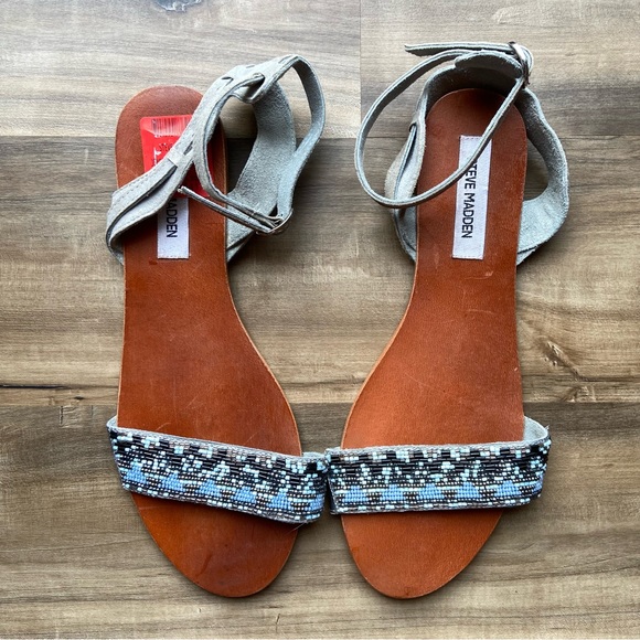 Steve Madden Jewels beaded leather suede flat sandal - Picture 1 of 7